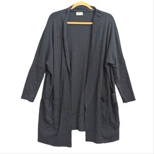 Pact 100% Organic Cotton Dark Gray Open Front Cardigan w/ Front Pockets Sz L/XL